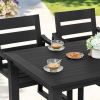 Modern Indoor Outdoor Patio Dining Table in Black Wood-Grain Plastic Material