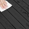 Modern Indoor Outdoor Patio Dining Table in Black Wood-Grain Plastic Material