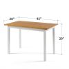45 x 28 inch Solid Pine Wood Farmhouse Dining Table with White Wooden Legs