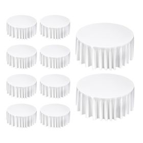 White Round Tablecloths 10 Pack, 132 Inches in Diameter, Stain- & Wrinkle- Resistant, Machine Washable Table Clothes