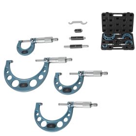 4 PCS Micrometer Set, 0-1"/1-2"/2-3"/3-4" Machinist Outside Micrometer, Ultra-Precision 0.0001 Accuracy
