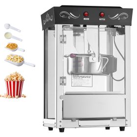 Popcorn Machine, 8oz Stainless Steel Kettle, 800W Commercial Countertop Popcorn Maker, 48 Cups per Batch Theater Style Popper
