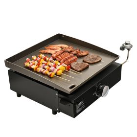 Commercial Griddle, 16.9" Heavy Duty Manual Flat Top Griddle, Countertop Gas Grill with Non-Stick Cooking Plate, Steel Natural Gas Griddle