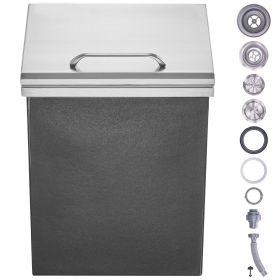 Drop in Ice Chest, 14"L x 12"W x 18"H Stainless Steel Ice Cooler, Commercial Ice Bin with Hinged Cover, 40 qt Outdoor Kitchen Ice Bar
