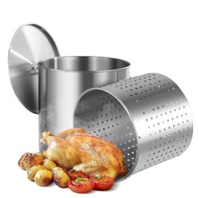 Stainless Steel Stockpot, 100 Quart Large Cooking Pots, Cookware Sauce Pot with Basket, Lid, and Handle, Heavy Duty Commercial Grade Stock Pot