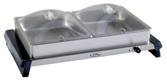 Professional Buffet Server with Stainless Base & Plastic Lids (Style: Double)