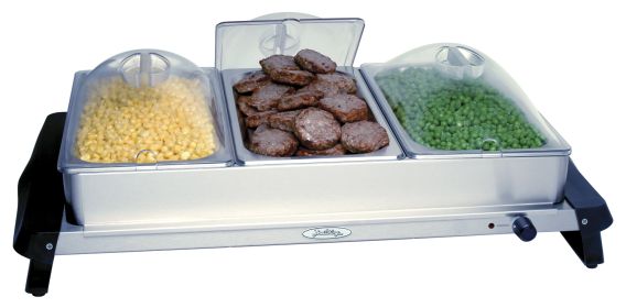 Professional Buffet Server with Stainless Base & Plastic Lids (Style: Triple)